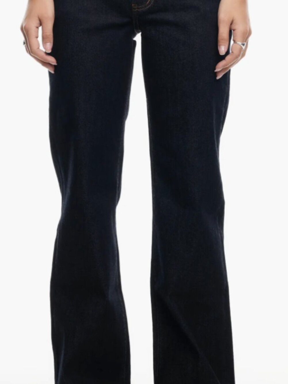 LIONESS Cocoon Dipped Low Rise Straight Leg Jeans, X-Small, DARK DENIM - Picture 4 of 6
